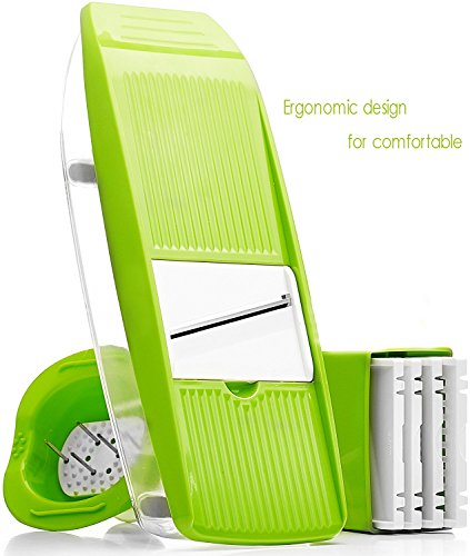 Mandolin Slicer Shule Vegetable Slicer with 5 Interchangeable Stainless Steel Blades–Food Slicer-Vegetable Cutter and Slicer-Cheese Slicer& Other Accessories