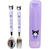 3 Pcs Anime Stainless Spoon and Fork Set, Cute Cartoon Stainless Steel Silverware Set, Portable Reusable Travel