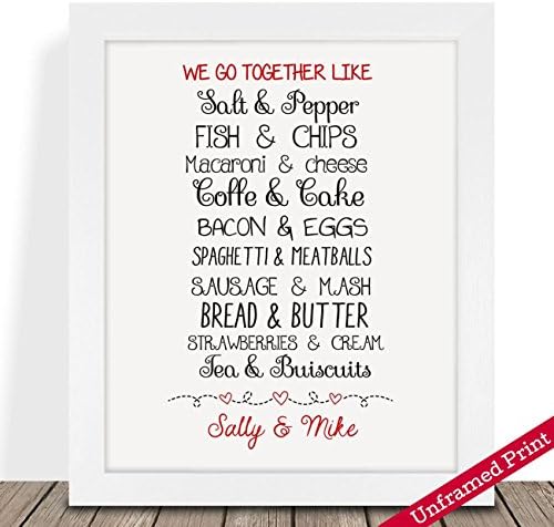 Personalised Presents Gifts For Him Her Husband Wife Couples Boyfriend Girlfriend Wedding Anniversary Valentines Day Christmas Xmas We Go Together Prints Posters Wall Art Special Unusual Idea
