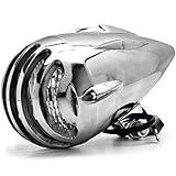 Krator Chrome Vintage Grill Headlight Antique Style Chopper Motorcycle Bobber Rat Rod Harley, Honda, Yamaha, Suzuki, Kawasaki, Custom Bike, Cruiser, Choppers