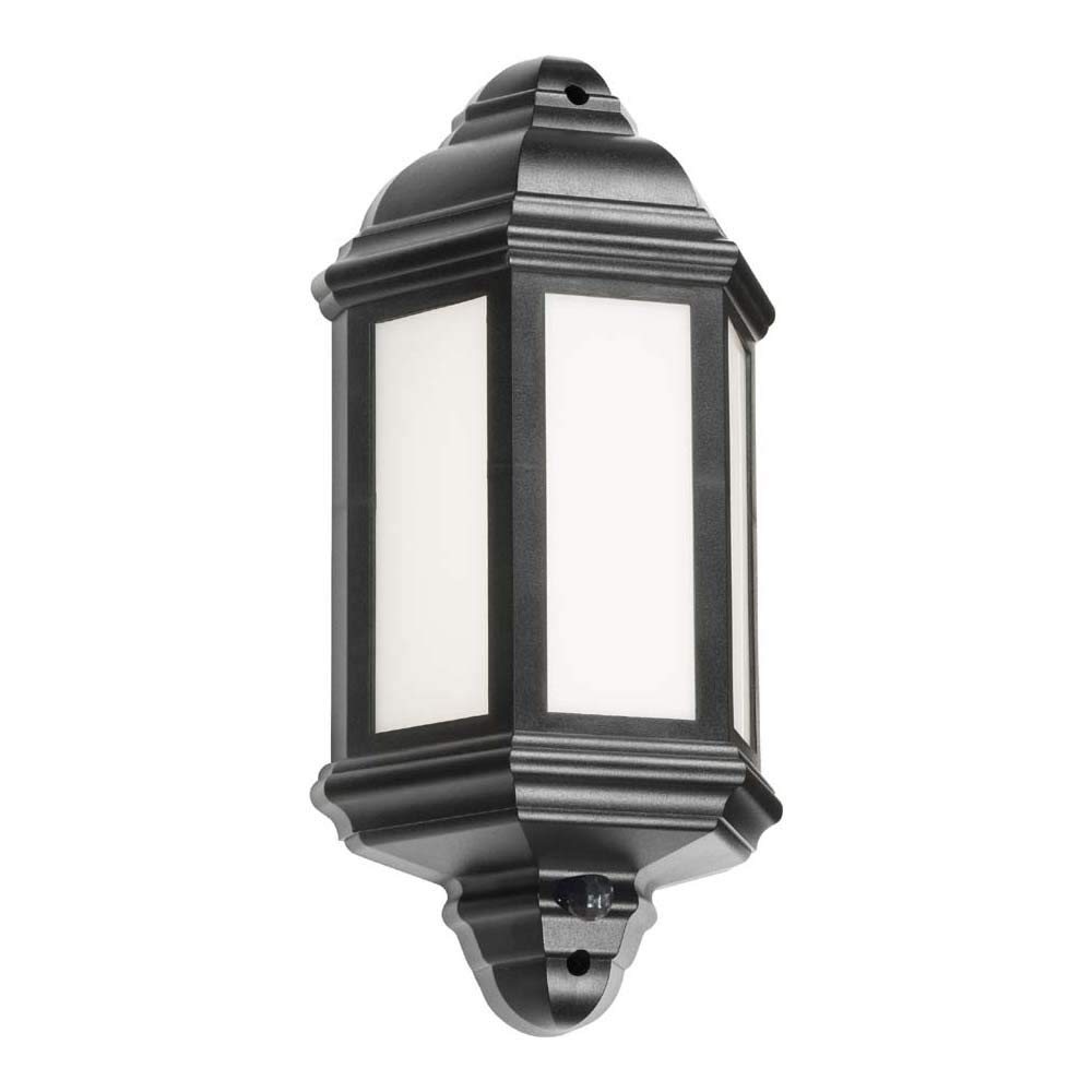 Knightsbridge LANT4 Half Wall Lantern with PIR, Polycarbonate, 8 W, Black