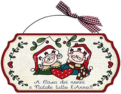 Idee Regalo Natale Nonni.Targa Sagomata Legno A Casa Dei Nonni E Natale Tutto L Anno Idea Regalo Artigianato Italiano Made In Italy Natale Appendi Porta Fuori Tavola Country Targhetta Con Spago Amore Amazon It Casa