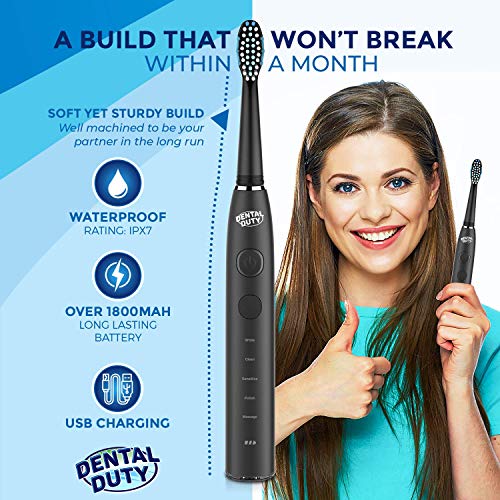 Sonic Electric Toothbrush Electronic Black Toothbrush w/Replacement
