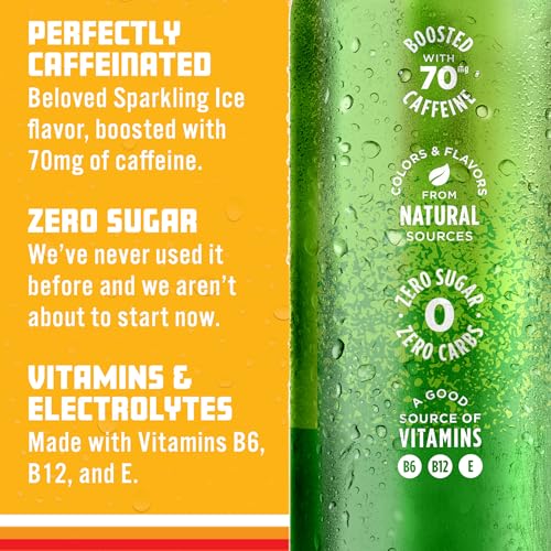 SPARKLING ICE CAFFEINE CITRUS TWIST SPARKLING WATER WITH CAFFEINE, ZERO SUGAR, WITH ANTIOXIDANTS AND VITAMINS,16 FL OZ CANS (PACK OF 12)