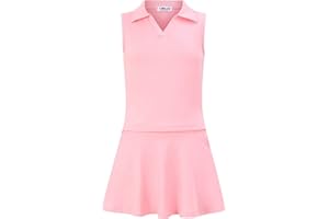 LIONJIE Kids Girls Tennis Golf Dress Outfit Sleeveless Dress with Pockets Athletic Skorts and Polo Tank Top Sets