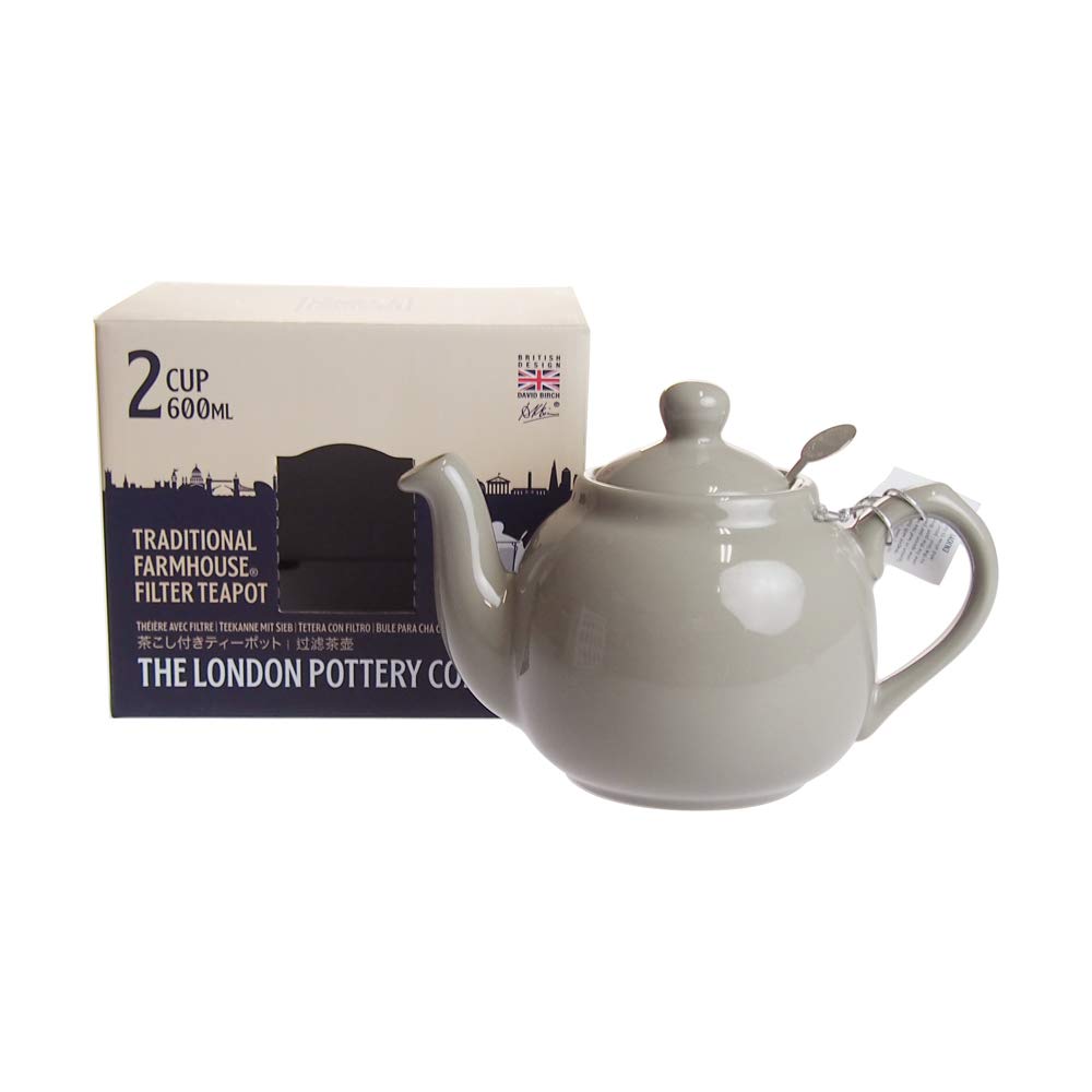 London Pottery Farmhouse Small Teapot with Infuser, Ceramic, Grey, 2 Cup (600 ml)