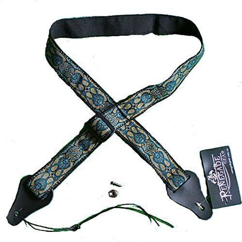 Ukulele Strap with Tie and Strap Button - Blue Jacquard Pattern