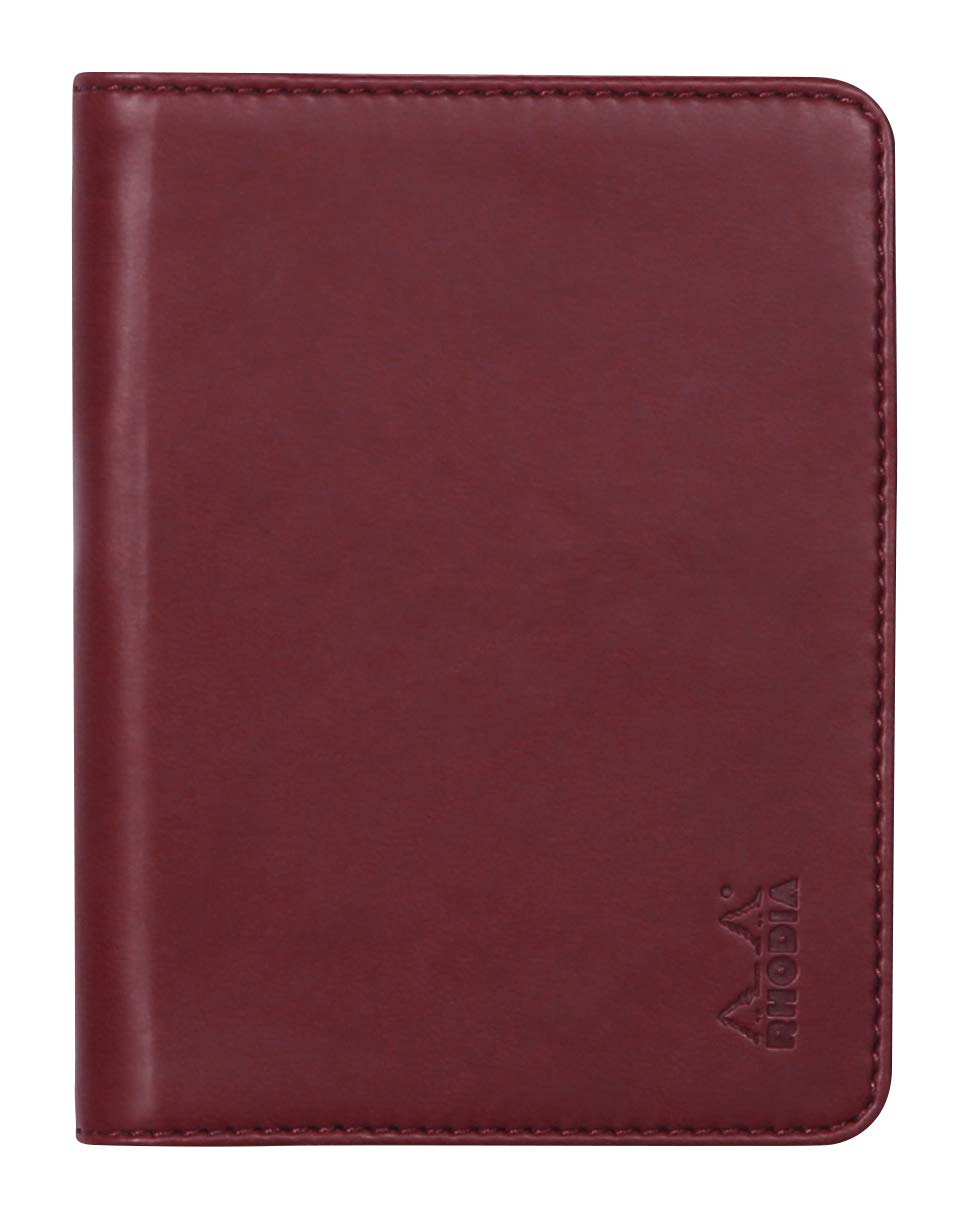 RHODIA 211008C - Rhodiarama Clipboard and Document Holder Booklet N°11 Lie de Vin - for Notepads or A7 Format Notebooks (7.4 x 10.5 cm) - Premium Italian Faux Leather