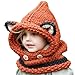 HEEMAA-Winter Kids Warm Fox Animal Hats Knitted Coif Hood Scarf Beanies for Autumn Winter (Orange)
