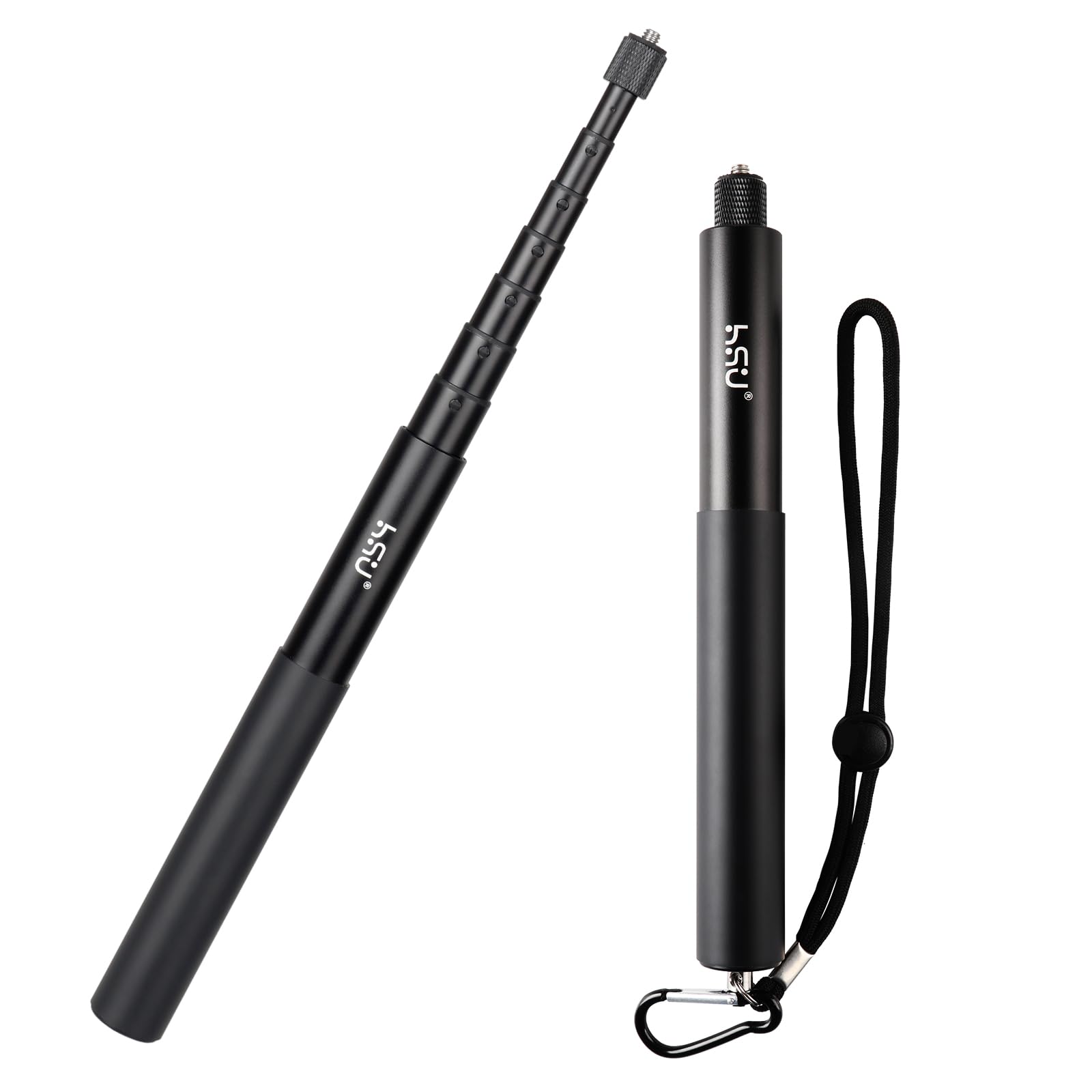 HSU 150cm Invisible Selfie Stick for Insta 360 Action Cam, Extendable Handheld Pole for GoPro and Osmo Action Cameras (Wrist Strap Included)