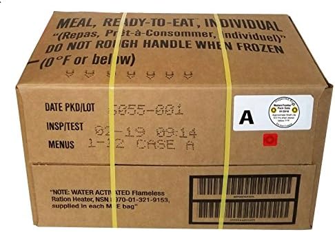 Western Frontier MRE 2019 Inspection Date Case, 12 Meals with 2019 Inspection Date, 2016 Pack Date. Military Surplus Meal Ready to Eat.