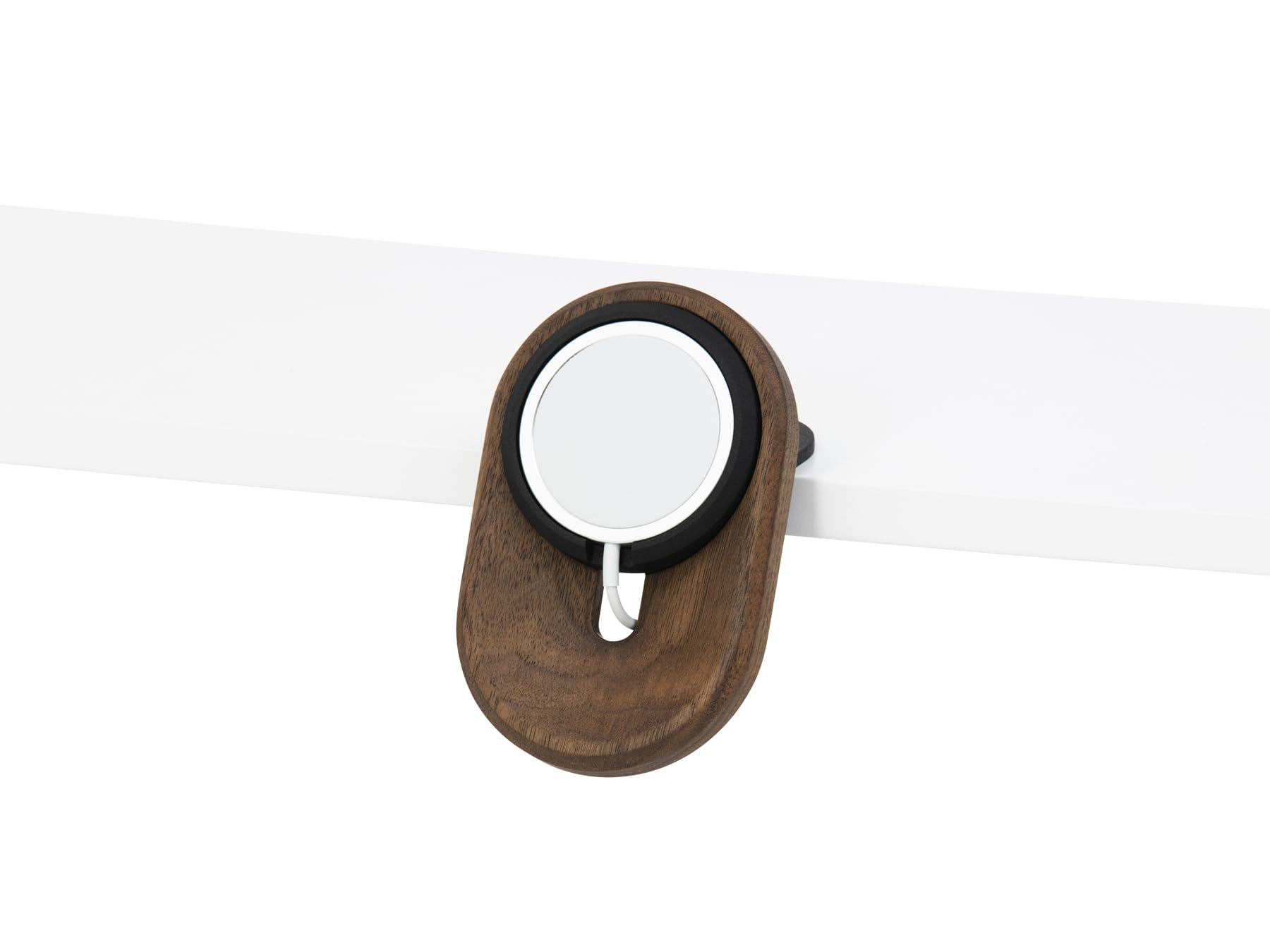 Oakywood Phone & iPhone Stand for Desk Shelf Mount – Handcrafted Wooden Mobile Phone Stand & Holder – Compatible with MagSafe & iPhone 12–16 Models – 12.3x8x8cm/4.8x3.1x3.1’ – Walnut
