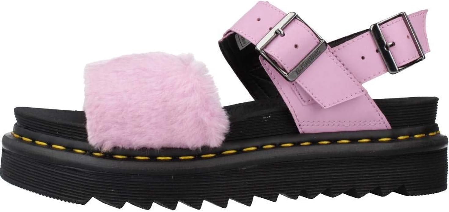dr martens pink fluffy sandals