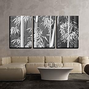 3 Piece Canvas Wall Art - Bamboo Forest - Modern Home Art Stretched and Framed Ready to Hang - 16"x24"x3 Panels