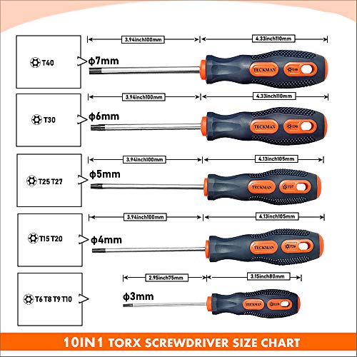 Torx Screwdriver Set,TECKMAN 10 in 1 Torx Security