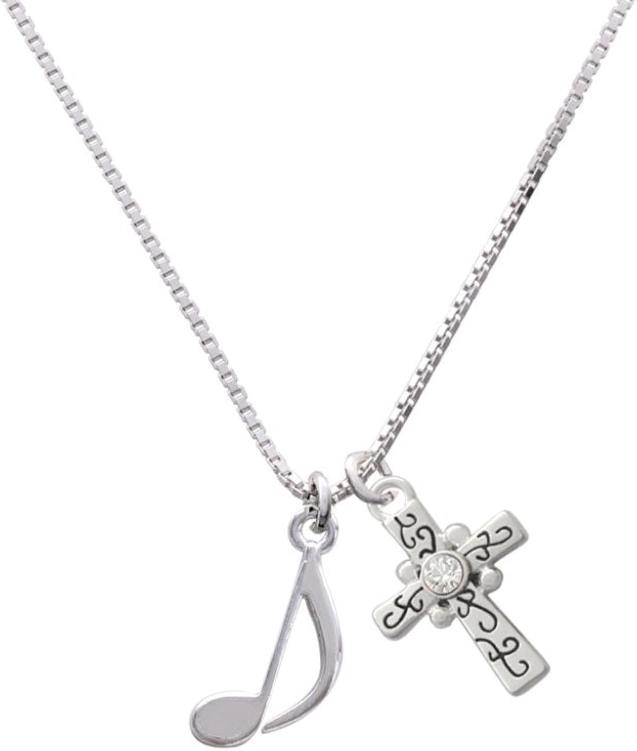 DELight Redondeadas octava Nota Musical Scroll Cruz Collar ...