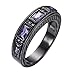 JunXin 6MM Unisex-adult European Wedding Band Ring Black Gold Plated Purple Stone Sz5-12