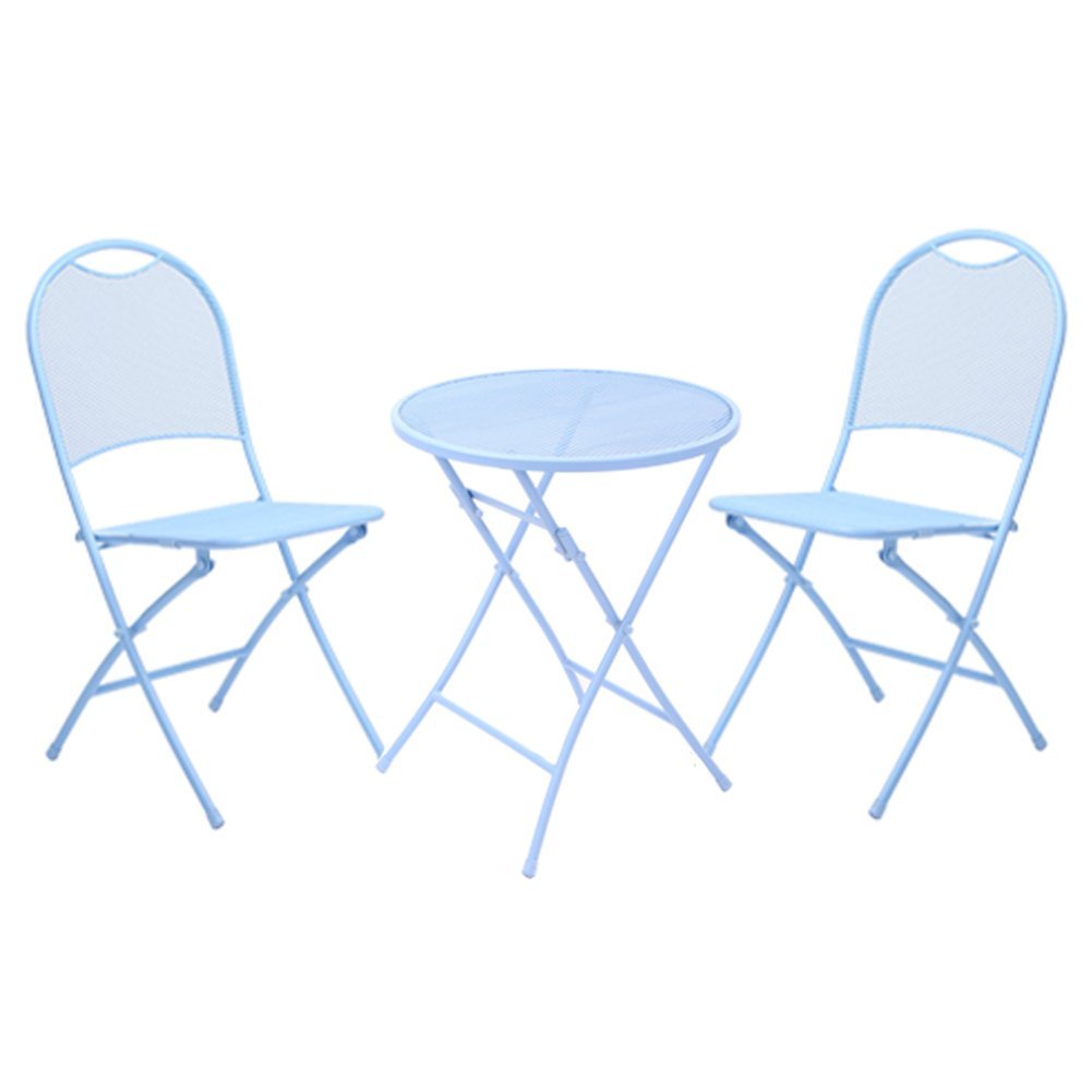 Rosa Weiß Blau einfaches Leben XZG Folding Iron Art Tisch und Stuhl 3