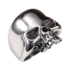 Stainless Steel Men's Cool Skull Head Solid Ring