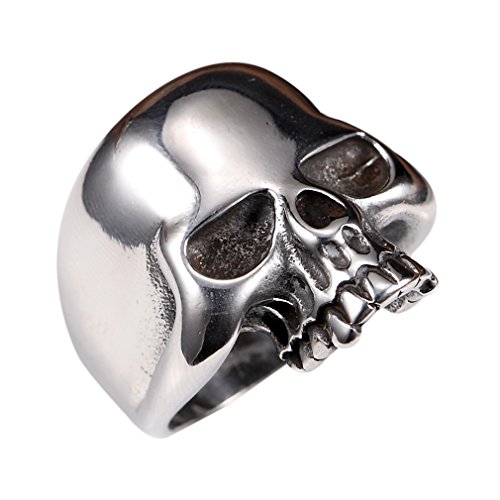 Stainless Steel Men's Cool Skull Head Solid Ring