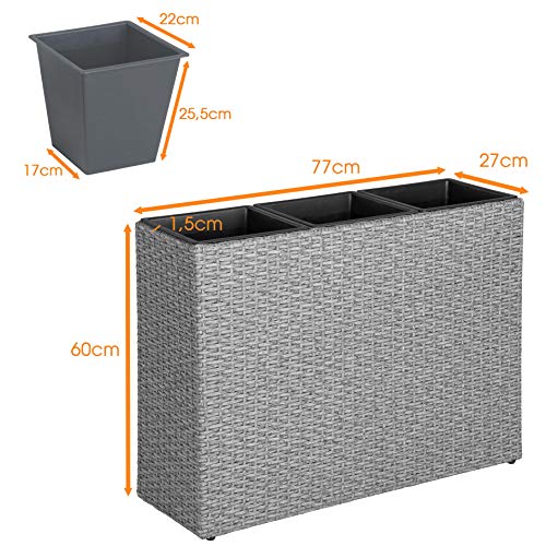 ESTEXO Pflanzkübel Blumentopf Poly Rattan Blumenkübel Hochbeet Übertopf Gartenmöbel (Schwarz) – Bild 3
