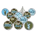 It's a Buck Deer Baby Shower Stickers - Camo and Blue, 324 Count