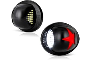 VIPMOTOZ Patriot Red Star Full LED License Plate Light Tag Lamp Assembly Replacement Pair For Ford F150 F250 F350 Super Duty Ranger Pickup Truck Explorer Bronco Excursion Expedition