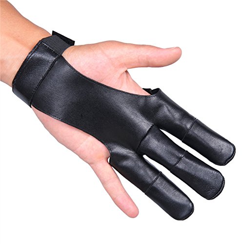image for CyberDyer Elastic Leather Archery Three Finger Protective Glove For Re