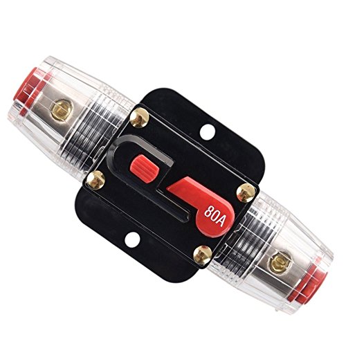 RKURCK 12V-24V DC Circuit Breaker 80A, Fuse Holder, Inline Fuse Block For Car Audio Solar Inverter System Protection