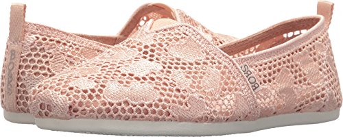 Skechers BOBS Women's Bobs Plush-Leopard Crochet Ballet Flat, Light Pink, 10 M US