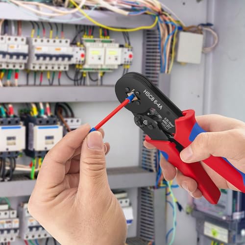 JOEJONI Crimping Pliers, 0.25-10mm² Electric Crimp Lugs, Crimping Pliers with 1800 Insulated Cable Lugs, for Electricians, Repairers and Handymen