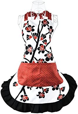 Women Cotton Apron Fashion Original Big Bowknot Apron Cooking Kitchen Aprons with Pocket