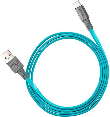 Ventev Chargesync USB Cable | Type A-C, Designed to Support Connector C Devices, Transfer from Device to most PC or MAC, Flat, Tangle-Free Cable, Supports Rapid Rate Charging up to 3A | 3.3ft Aqua