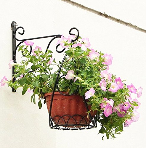 DODXIAOBEUL Set of 2 Vintage Style Wall-mounted plant Bracket Metal Potted Plant Hanging 12.5" Indoor Outdoor Flower Pots Holder Rack or Lighting Lamps Hanging for Home Garden Studios Black