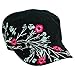 Scala Pronto Women's Cadet With Flower Embroidery Cap,Black,One Size