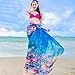 GERINLY Chiffon Sarong Wrap: Pretty Floral Print Plus Size Beach Cover Up (Blue)