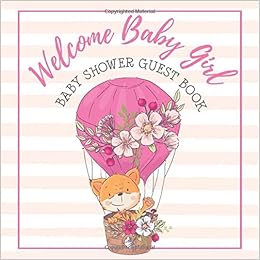 Welcome Baby Girl Baby Shower Guest Book Pink Cute Baby Fox Theme