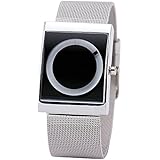 2015 Unique No Hand Concise Casual Designer Men Unisex Quartz Grey Square Dial White Rotational Display+ Gift Box