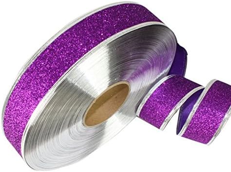 Choeko Sparkly Gold Ribbon Premium Glitter Metallic Ribbon for Crafters, Wedding, Party, Gift Wrap, Card Making，Decorating Christmas tree，2 rolls X200cm (Purple)