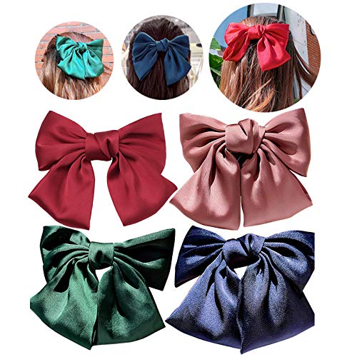 12 Pcs Chiffon Flower Hair Scrunchies, Elastic Silk Hair Ties Hair Bands Chiffon Hair Bobble Ties Bow Hair Scrunchy Ponytail Holder for Women and Girls Hair Accessories (4pcs)