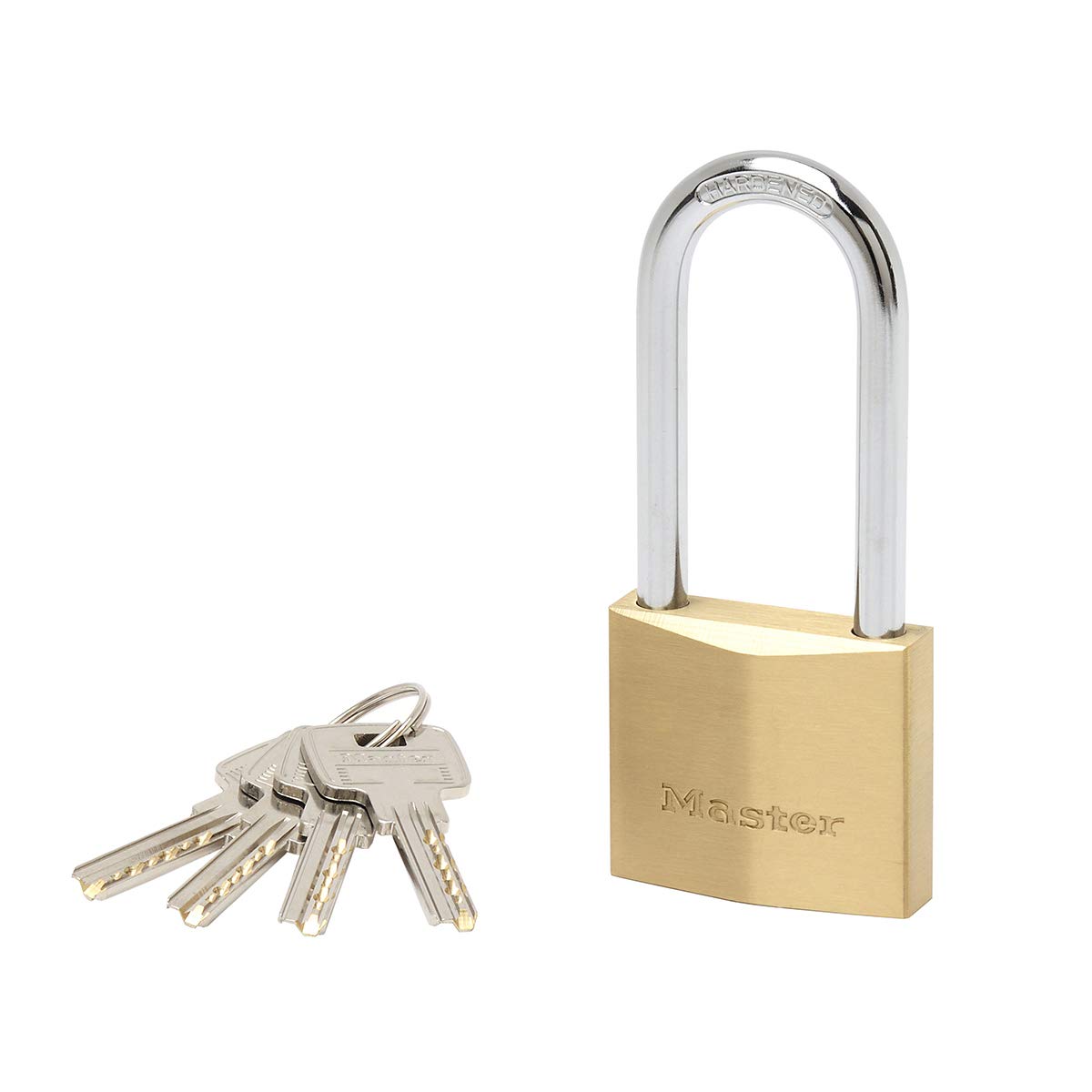 Master Lock 2950EURD Key Padlock with Extra Thick Solid Brass Body with Long Shackle, Gold, 11,5 x 5 x 1,7 cm