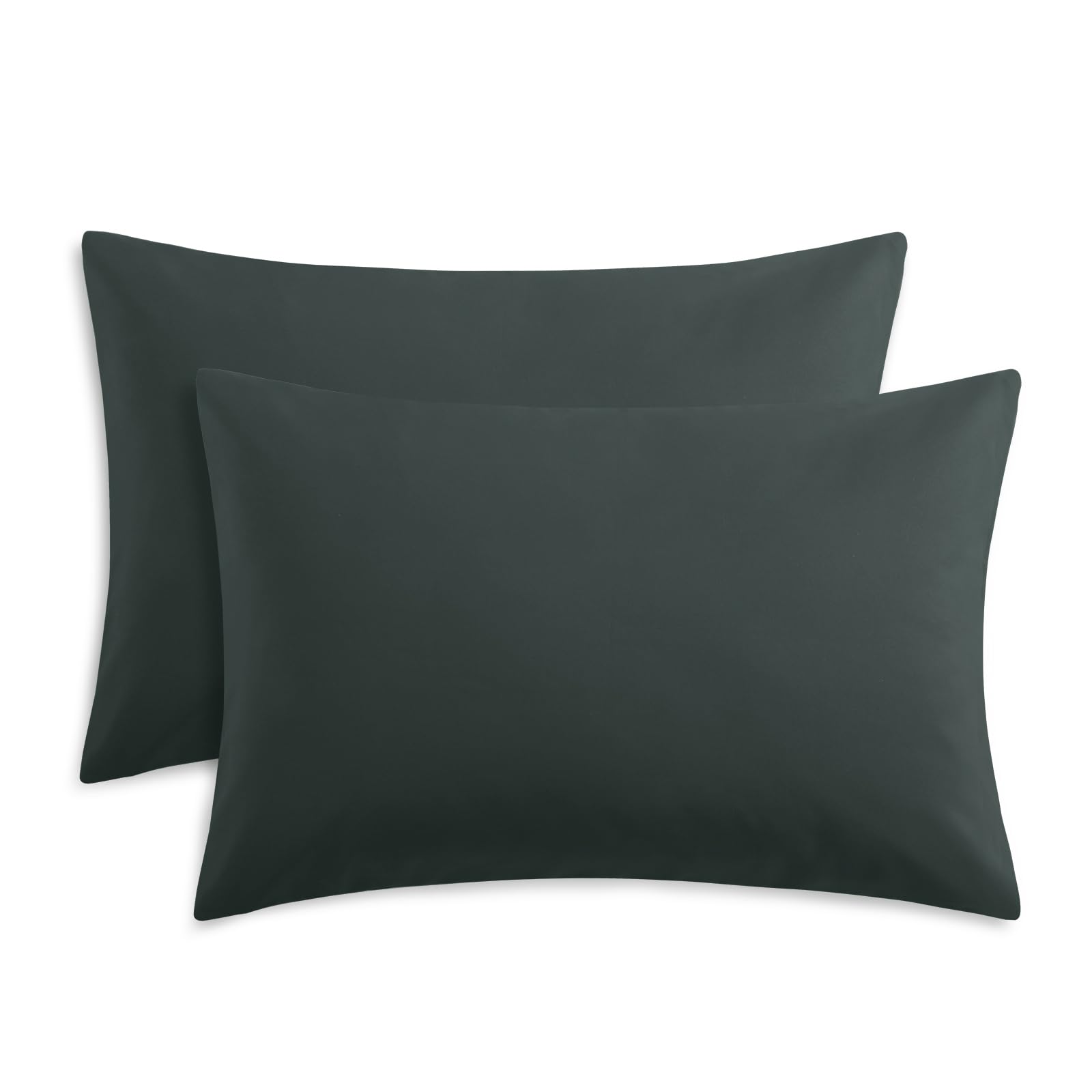 RUIKASI Grey Pillow Cases 2 Pack - Dark Grey Plain Pillowcases with Envelope Closure Breathable Premium Brushed Microfiber Set of 2 Pillow Covers Standard 50x75 cm