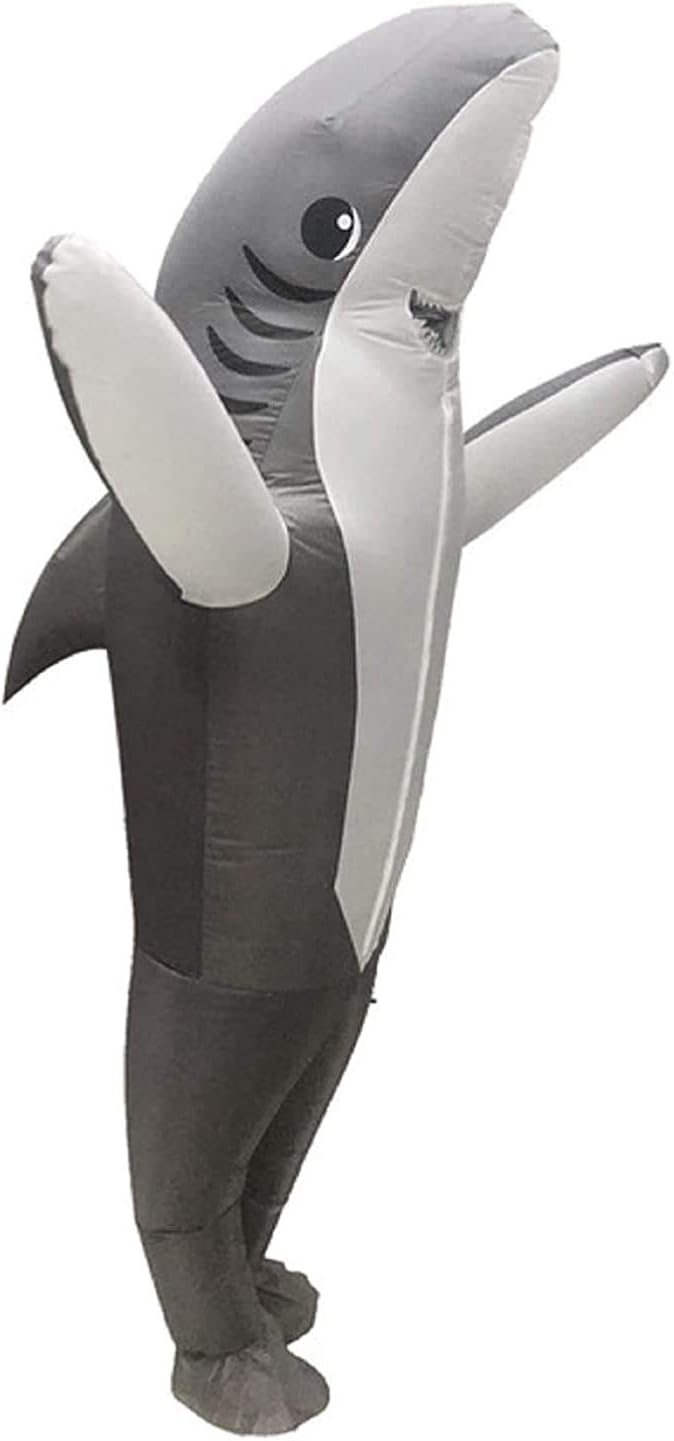 MH Zone Inflatable Shark Costume for Adult Funny Halloween Costumes Cosplay Fantasy Costume (Blue): Clothing