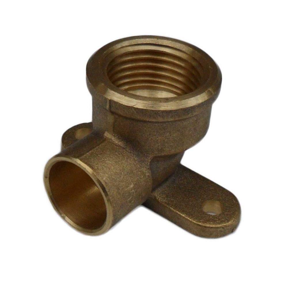 Merriway BH06472 End Feed Fitting, Wall Plate Elbow 15mm x 1/2 inch, Gold Tone