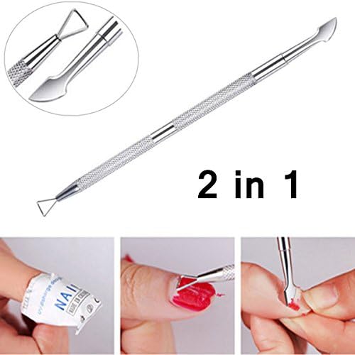 SYQ Dual-ended Triangle Stick Rod UV Gel Polish Remover Nail Culticle Pusher Stainless Steel Cuticle Scraper Peeler Manicure-Nail Art Tool for Removing Gel Varnish