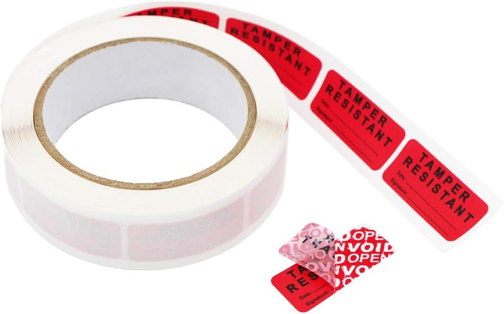 Tamper Resistant Evident Security Tape Sticker 2x4.5cm 500 Pcs Safety Prevent Opened Adhesive Stickers (Red 500pcs)