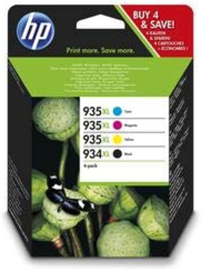 HP 934XL Black & 935XL Cyan Magenta Yellow High Capacity Ink Cartridge Bundle