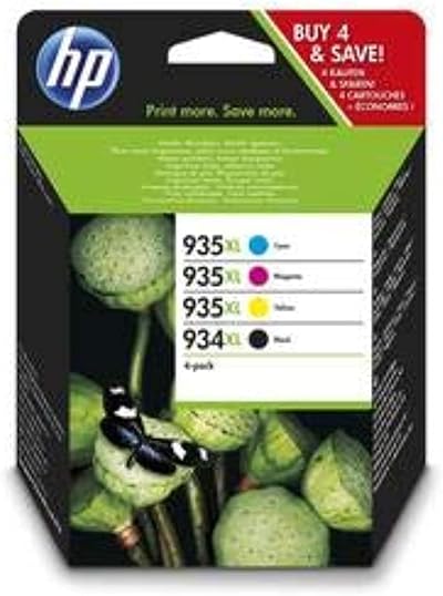 HP 934XL Black & 935XL Cyan Magenta Yellow High Capacity Ink Cartridge Bundle