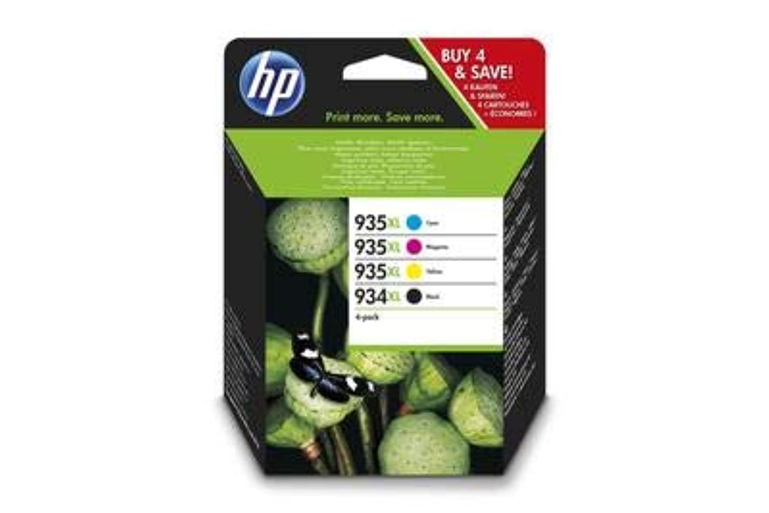 HP 934XL Black & 935XL Cyan Magenta Yellow Ink Cartridge Bundle Pack