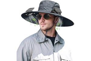 INKARTS Solar Powered Fan Hat for Men Women Wide Brim Hat with 2 Fans UPF 50+ Outdoor Fishing Beach Sun Hat